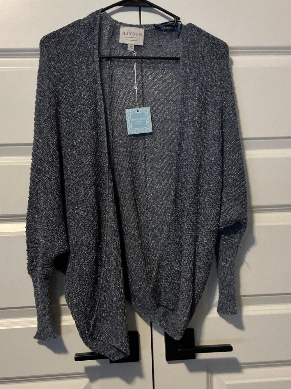 Hayden Open-Front Cardigan Sweater - Charcoal Blue